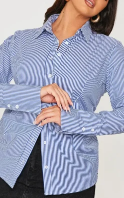 PrettyLittleThing Shirts*Plus Pinstripe Woven Fitted Shirt