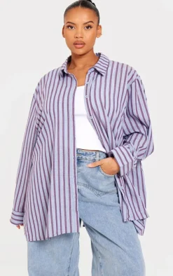 PrettyLittleThing Shirts*Plus Striped Oversized Shirt