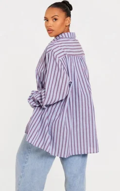 PrettyLittleThing Shirts*Plus Striped Oversized Shirt