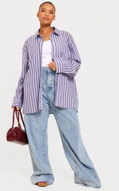PrettyLittleThing Shirts*Plus Striped Oversized Shirt