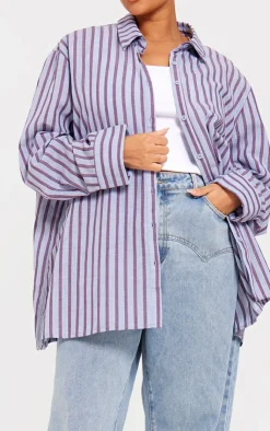 PrettyLittleThing Shirts*Plus Striped Oversized Shirt
