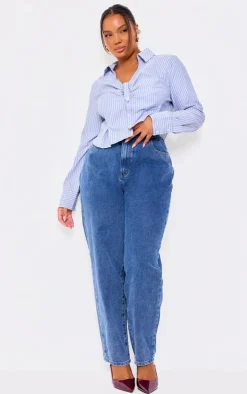 PrettyLittleThing Shirts*Plus Striped Ruching Detail Shirt