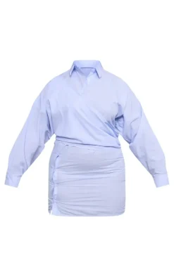 Plus Striped Wrap Front Shirt Dress-PrettyLittleThing Sale