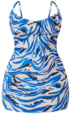 Plus Tiger Printed Plisse Cowl Neck Bodycon Dress-PrettyLittleThing New