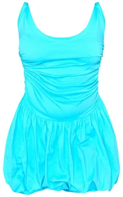 Plus Jersey Twist Strap Puff Ball Dress-PrettyLittleThing Online