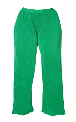 Best PrettyLittleThing Plus Plisse High Waisted Wide Leg Pants Bright Green