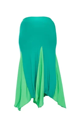 Online PrettyLittleThing Plus Slinky Contrast Maxi Skirt Bright Green