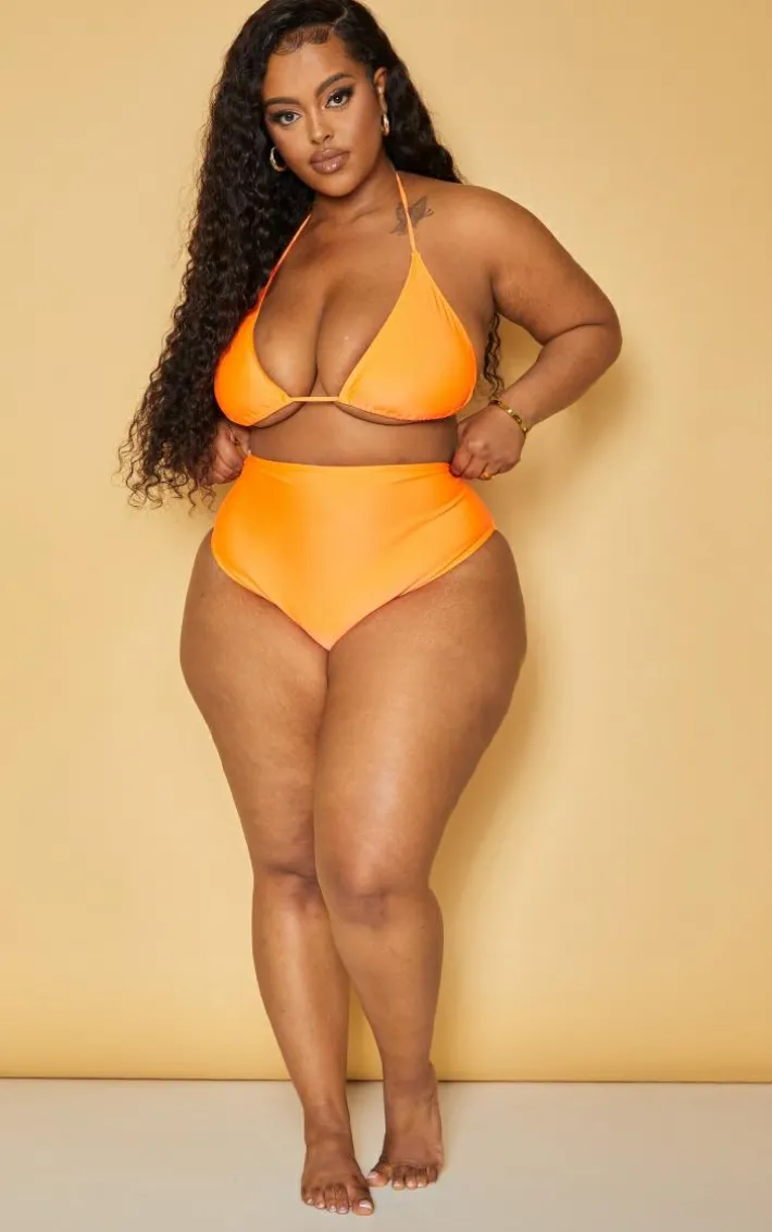 Plus Bright Orange Mix & Match High Waist Bikini Bottoms