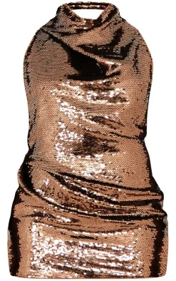 Plus Sequin High Neck Backless Bodycon Dress-PrettyLittleThing New