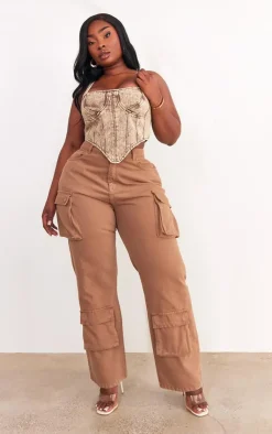 PrettyLittleThing Corsets*Plus Acid Wash Denim Corset