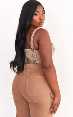 PrettyLittleThing Corsets*Plus Acid Wash Denim Corset