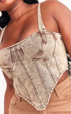 PrettyLittleThing Corsets*Plus Acid Wash Denim Corset