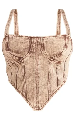 PrettyLittleThing Corsets*Plus Acid Wash Denim Corset