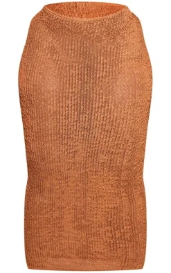 Best PrettyLittleThing Plus Distressed Knit Midi Skirt Brown