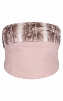 Plus Faux Fur Trim Wool Look Bandeau Corset-PrettyLittleThing Discount