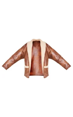 PrettyLittleThing Aviator Jackets*Plus Faux Leather Belt Tie Aviator Jacket