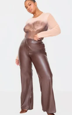 PrettyLittleThing Christmas Shop*Plus Faux Leather Straight Leg Pants