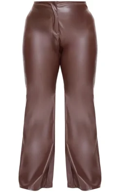 PrettyLittleThing Christmas Shop*Plus Faux Leather Straight Leg Pants
