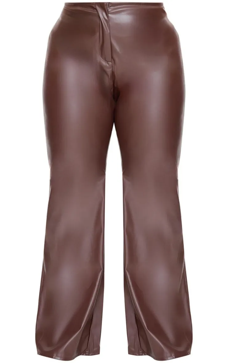 PrettyLittleThing Christmas Shop*Plus Faux Leather Straight Leg Pants