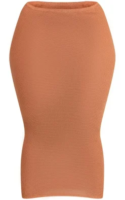 PrettyLittleThing Plus Knitted Maxi Skirt Brown