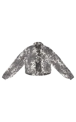 PrettyLittleThing Bomber Jackets*Plus Leopard Print Cropped Boxy Bomber Jacket