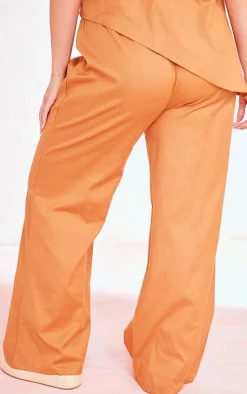 Best PrettyLittleThing Plus Linen Look Elasticated Waist Pants Brown