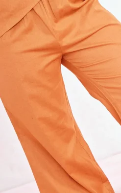 Best PrettyLittleThing Plus Linen Look Elasticated Waist Pants Brown