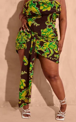 Best PrettyLittleThing Plus Ruched Front Mini Skirt Brown