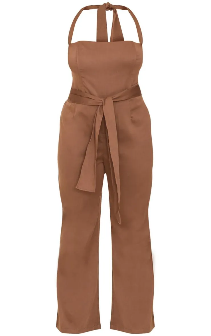 Sale PrettyLittleThing Plus Scarf Detail Corset Brown