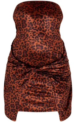 Plus Velvet Leopard Knot Detail Bandeau Mini Dress-PrettyLittleThing Discount