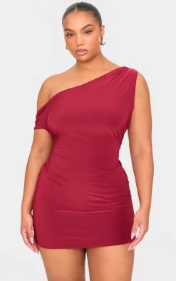 Plus Double Layer Slinky Twist Bodycon Dress-PrettyLittleThing Online