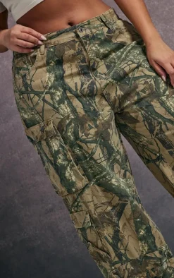 Plus Camo Detailed Print Wide Leg Jeans