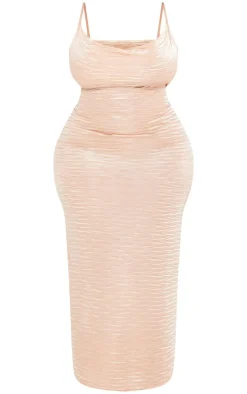 Plus Wavy Plisse Cowl Neck Maxi Dress-PrettyLittleThing Clearance