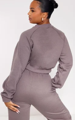 PrettyLittleThing Blue Sweatsuits*Plus Montreal Printed Crop Sweatshirt