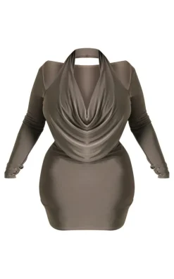 Plus Cowl Neck Long sleeve Bodycon Dress-PrettyLittleThing Outlet