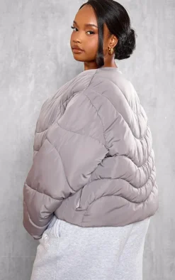 PrettyLittleThing Puffer Jackets*Plus Cropped Round Neck Puffer Jacket