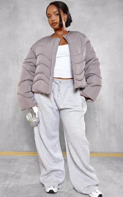 PrettyLittleThing Puffer Jackets*Plus Cropped Round Neck Puffer Jacket