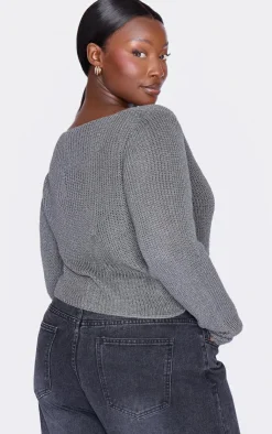 PrettyLittleThing Cardigans*Plus Knitted Hook And Eye Cardigan