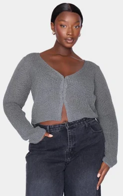 PrettyLittleThing Cardigans*Plus Knitted Hook And Eye Cardigan