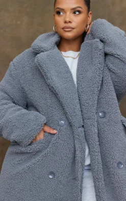 PrettyLittleThing Winter Coats & Jackets*Plus Longline Borg Coat