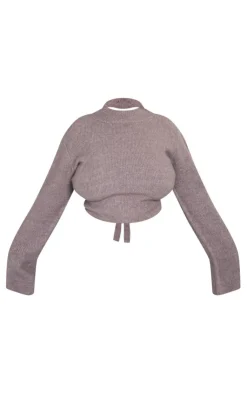 PrettyLittleThing Sweaters*Plus Rib Knit Open Back Cropped Sweater
