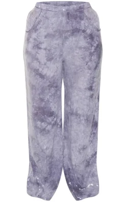 Hot PrettyLittleThing Plus Sequin Wide Leg Pants Charcoal