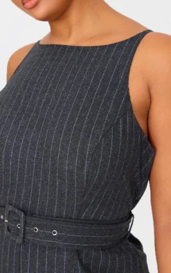Plus Charcoal Slash Neck Check Jumpsuit