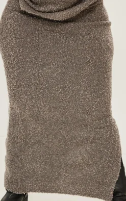 Online PrettyLittleThing Plus Soft Knit Boucle Maxi Skirt Charcoal