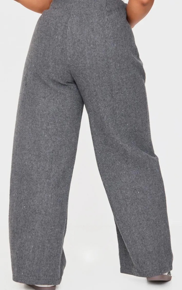 Plus Charcoal Tweed Low Rise Straight Leg Pants