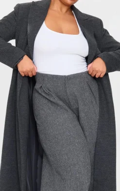 Plus Charcoal Tweed Low Rise Straight Leg Pants