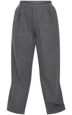 Plus Charcoal Tweed Low Rise Straight Leg Pants