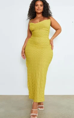 Plus Cowl Neck Textured Maxi Dress-PrettyLittleThing Sale