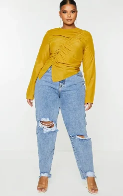 PrettyLittleThing Blouses*Plus Ruched Front Blouse