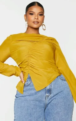 PrettyLittleThing Blouses*Plus Ruched Front Blouse